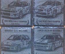 Classic Rally Legends Engraved Slate Coaster Set