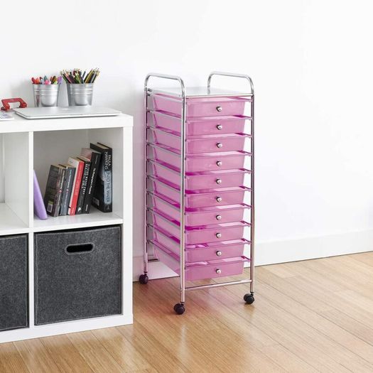 Home Storage Trolley On Wheels With 10 Drawer Storage Unit For Salon Beauty Make Up Home Office Organizer
