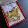 Running Horse Brooch Gold Tone and Green Galloping Horse Brooch Shawl Pin Broach Equestrian Jewellery Image 8