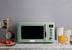 Haden Cotswold Green Microwave Oven  800W Retro Design, 20L Capacity, Compact Digital Microwave for Small Kitchens, 5 Power Levels, Easy to Use and Clean with Defrost and Express Functions