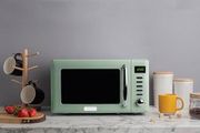 Haden Cotswold Green Microwave Oven  800W Retro Design, 20L Capacity, Compact Digital Microwave for Small Kitchens, 5 Power Levels, Easy to Use and Clean with Defrost and Express Functions