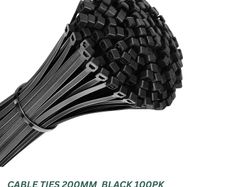 Heavy Duty White Cable Ties 200mm  Black 100pk