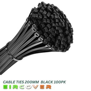 Heavy Duty White Cable Ties 200mm  Black 100pk