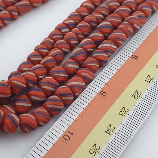 Vintage African Style Stripe Light Orange 7mm - 8.5 mm Glass Beads Necklace Strand