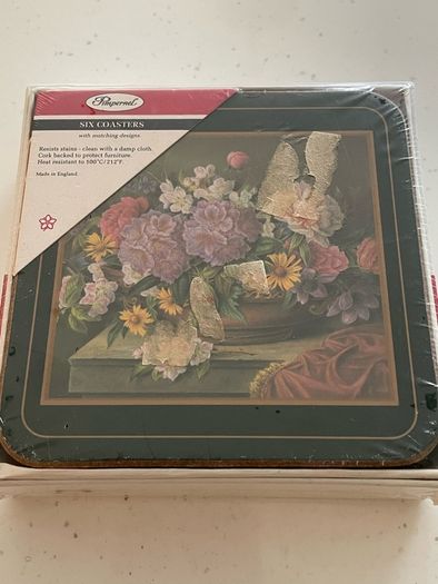 Vintage Pimpernel Coasters set of 6 Flower Baskets
