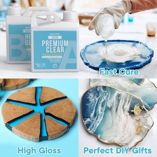 Clear Epoxy Resin Kit High Gloss Casting and Coating Bubbles Free Art Resin for River Table Tops, Jewelry Making Projects, DIY Crafts, Tumblers, Molds, Art Painting