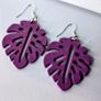 Aubergine Monstera Leaf Earrings Image 2