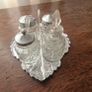 Vintage Glass Condiment Set with Tray Image 2