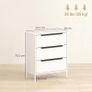 Chest of Drawers, Dresser with 3 Fabric Drawers and Aluminium Handles - White Image 2