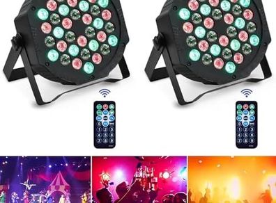 2PCS Stage Lights 36LED 72W Disco Light RGB DMX512 with Remote Control, Par Light 7 Modes Stage Lighting Effect DJ Lights for Party Bar Club Wedding Halloween Christmas