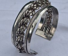 1950's Egyptian Sterling Silver Cuff Braclet(52 grams)