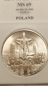 Poland 100000 zlotych 1990 solidarity silver coin