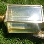 Brass and Glass Light Fixture, Incandescent, Vintage Wall Fixture, Wall Torch, Wall Lantern, Curved Panel Glass, Outdoor/Patio Lighting, Image 3