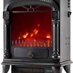 Electric Fireplace Stove Heater with Log Wood Burner Effect - with Fire Flame Effect 1750-1950 watts