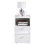 FMD Bedside Table with 2 Drawers Shelf High Gloss White Image 2