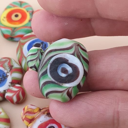 Vintage Venetian Style Feather Desgin Eyes Glass Bead Pendant