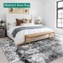 Black Abstract Area Rug 160x230cm Modern Short Pile Soft Faux Wool Living Room Rug Washable Indoor Rug Non Slip Minimalist Floor Mat Rugs for Living Room Bedroom Office Area Kitchen Decor Image 2