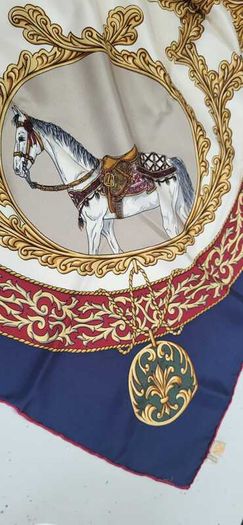 Vintage Ostinelli 100% Silk Made in Italy Equestrian Theme Scarf