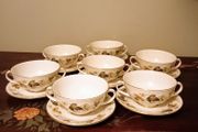 Royal Doulton Larchmont 7 x Two Handed Soup Bowl and Saucer