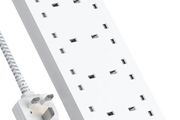 Extension Lead with 2 USB C Slots, 8 Way Power Strip Surge Protector | 4 USB Ports, 1800J Surge Protection, 1.8M Braided Extension Cord, Double Switch Multi Plug Outlets Socket for Home Office