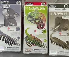 Eugy 3D Cardboard Model Kits Set (Wolf, Chameleon ,Elephant)