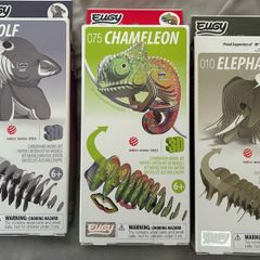 Eugy 3D Cardboard Model Kits Set (Wolf, Chameleon ,Elephant)