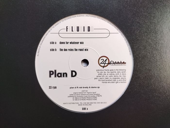 Plan D - Fluid - 24 Stroke Productions - Seriously UNDER-RATED Late 90s Trance GEM Banger!! Near MINT Copy!