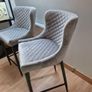 Bar Chairs - Grey Velvet with black metal x2 Image 3