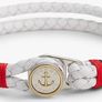 Gold-Plated Nautical Charm White Leather Bracelet Image 4