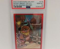 2022 Star Wars Galaxy Wicket Bright Retro Rewind Red Refractor #3/5 PSA 10