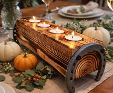 Rustic candle holder lucky charming, Handmade