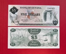 Guyana. 5 Dollars  1989. Pick 22g  ( Uncirculated )