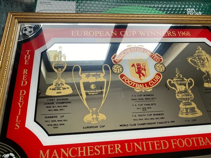 1968 Manchester United European Cup Winners Mirror Plaque