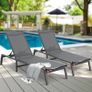 2Pcs Chaise Lounge Aluminum Patio Lounge Chairs with Adjustable 5-Position Recliner and Full Flat Tanning Chairs Image 6