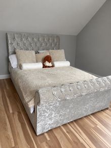 Grey Sleigh bed
