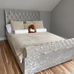 Grey Sleigh bed