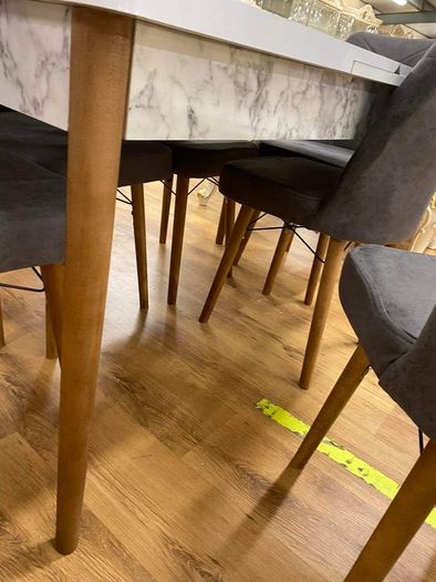 Formica Topped Marble Effect Extendable Table With Chairs
