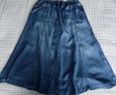 Le Comte 100% Lyocell Denim-Look Midi A-Line Skirt - Size UK 12 / EU 38