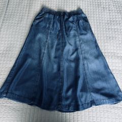 Le Comte 100% Lyocell Denim-Look Midi A-Line Skirt - Size UK 12 / EU 38