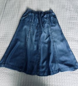 Le Comte 100% Lyocell Denim-Look Midi A-Line Skirt - Size UK 12 / EU 38