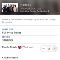 Two Maroon 5 Concert Tickets
