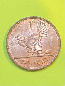 vintage pre-decimal Irish 1 pingin (one penny) bronze coin