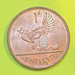 vintage pre-decimal Irish 1 pingin (one penny) bronze coin