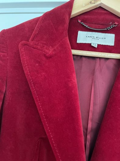 Karen Mullen red velvet blazer Size 10