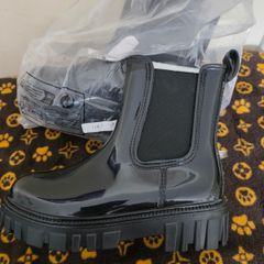 Women's Platform Chelsea Boots Rain Boots,Platform Chunky Waterproof size 4