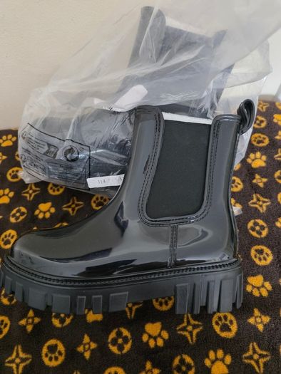 Women's Platform Chelsea Boots Rain Boots,Platform Chunky Waterproof size 4