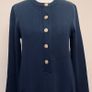 Zara Navy Knit Dress with Pockets Detail and Gold Buttons. Size S Image 3