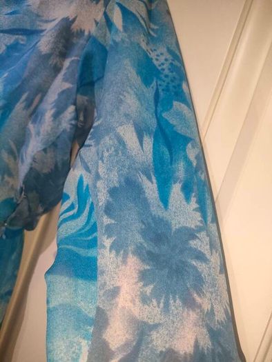 Vintage 80s blue floral midi dress size Small Cowl neckline Postage included