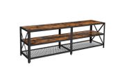 TV cabinet, TV table, Lowboard for TV up to 70 inches, TV cabinet with shelves, Steel frame, TV shelf for living room, bedroom, vintage brown-black