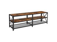 main image for ad TV cabinet, TV table, Lowboard for TV up to 70 inches, TV cabinet with shelves, Steel frame, TV shelf for living room, bedroom, vintage brown-black
